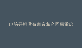 电脑开机没有声音怎么回事重启就有了