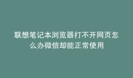 联想笔记本浏览器打不开网页怎么办微信却能正常使用
