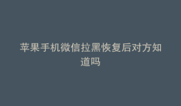 苹果手机微信拉黑恢复后对方知道吗