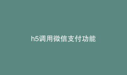 h5调用微信支付功能