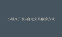 小程序开发-自定义函数的方式