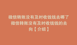 微信转账没有及时收钱钱去哪了 微信转账没有及时收钱钱的去向【介绍】