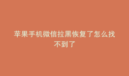 苹果手机微信拉黑恢复了怎么找不到了