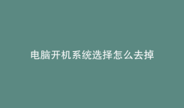 电脑开机系统选择怎么去掉