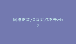 网络正常,但网页打不开win7