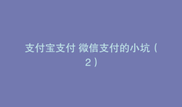 支付宝支付 微信支付的小坑（2）