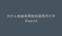 为什么电脑有网络但是网页打不开win10