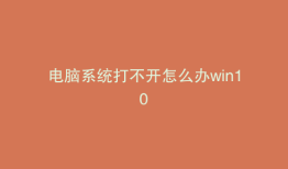 电脑系统打不开怎么办win10