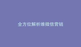 全方位解析维微信营销