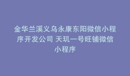 金华兰溪义乌永康东阳微信小程序开发公司 天玑一号旺铺微信小程序