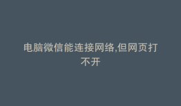 电脑微信能连接网络,但网页打不开