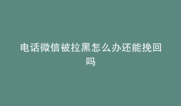 电话微信被拉黑怎么办还能挽回吗