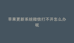 苹果更新系统微信打不开怎么办呢