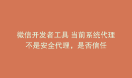 微信开发者工具 当前系统代理不是安全代理，是否信任