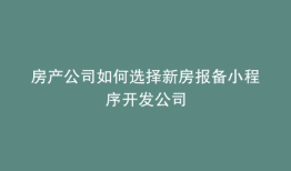 房产公司如何选择新房报备小程序开发公司