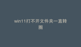 win11打不开文件夹一直转圈