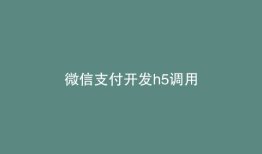微信支付开发h5调用