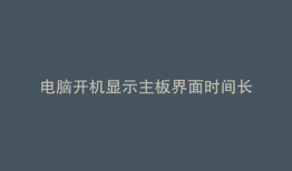 电脑开机显示主板界面时间长