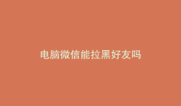 电脑微信能拉黑好友吗