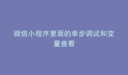 微信小程序里面的单步调试和变量查看