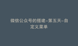 微信公众号的搭建-第五天-自定义菜单