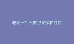 老婆一生气就把我微信拉黑