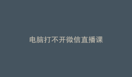 电脑打不开微信直播课