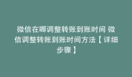 微信在哪调整转账到账时间 微信调整转账到账时间方法【详细步骤】