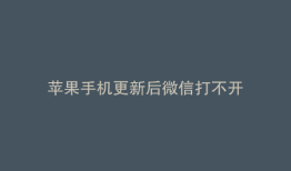 苹果手机更新后微信打不开