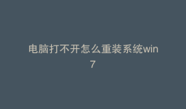 电脑打不开怎么重装系统win7