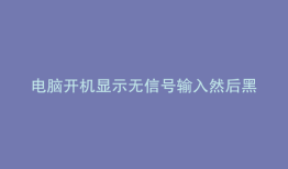 电脑开机显示无信号输入然后黑屏怎么办