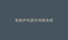 电脑开机显示风扇系统