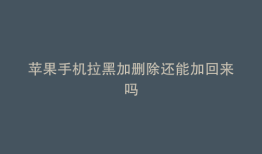 苹果手机拉黑加删除还能加回来吗