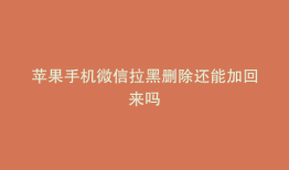 苹果手机微信拉黑删除还能加回来吗