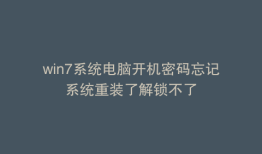 win7系统电脑开机密码忘记系统重装了解锁不了