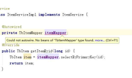 Could not autowire. No beans of 'TbItemMapper' type found. less... (Ctrl+F1) Checks autowiring prob