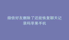 微信好友删除了还能恢复聊天记录吗苹果手机