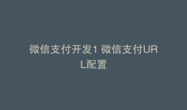 微信支付开发1 微信支付URL配置