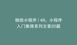 微信小程序 | 49，小程序入门集锦系列文章20篇