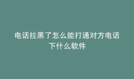 电话拉黑了怎么能打通对方电话下什么软件