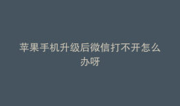 苹果手机升级后微信打不开怎么办呀