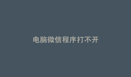 电脑微信程序打不开