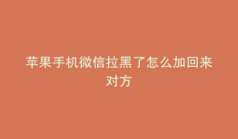 苹果手机微信拉黑了怎么加回来对方