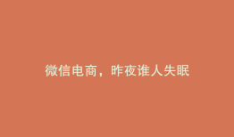 微信电商，昨夜谁人失眠
