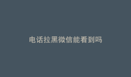 电话拉黑微信能看到吗