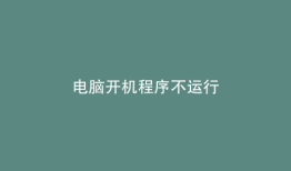 电脑开机程序不运行