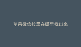 苹果微信拉黑在哪里找出来