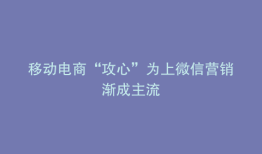移动电商“攻心”为上微信营销渐成主流