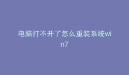 电脑打不开了怎么重装系统win7