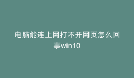 电脑能连上网打不开网页怎么回事win10